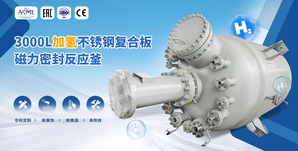天津3000L不锈钢复合板加氢工业釜