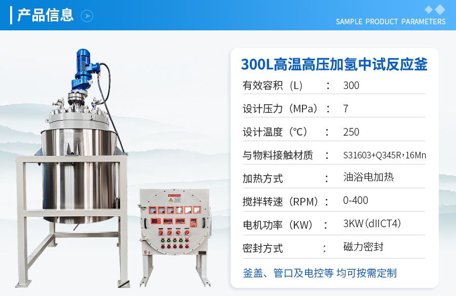 天津300L高温高压加氢反应釜